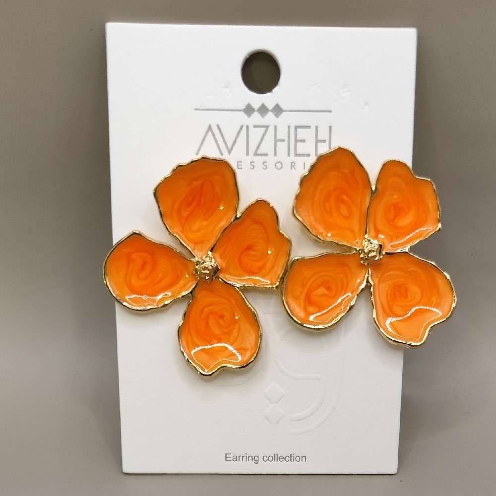 گوشواره مینا کاری طرح گل نارنجی